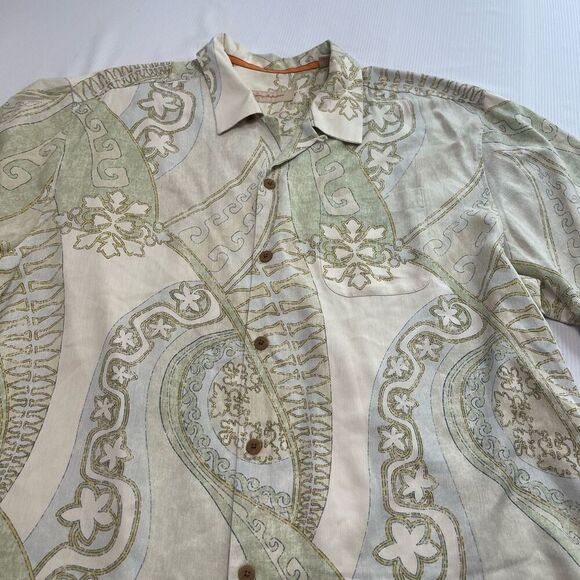 Tommy Bahama Men’s Silk Paisley Short Sleeve Button Up Shirt Size XL - Picture 2 of 7